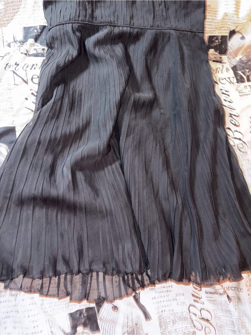 LOFT Black Pleated Midi Slip Dress with Spaghetti Straps - Picture 4 of 8